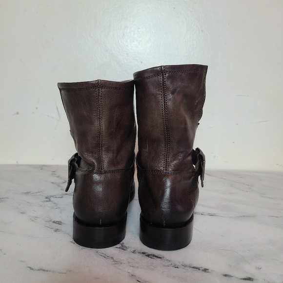 Frye Natalie Short Engineer Charcoal Ankle Bootie 6 New With Box - Picture 5 of 8